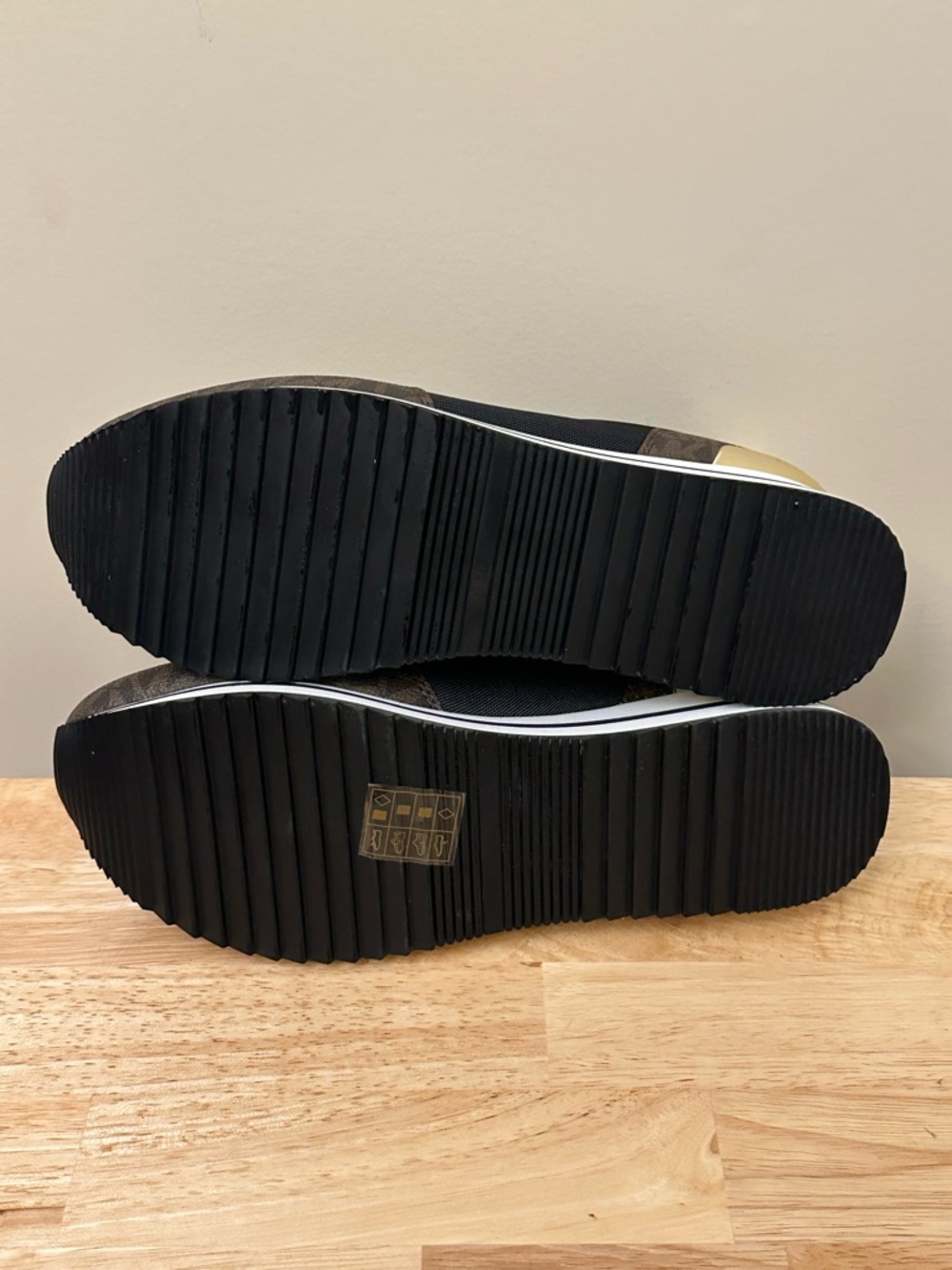 Michael Kors Black, Brown & Gold Platform Sneakers - Picture 8 of 12
